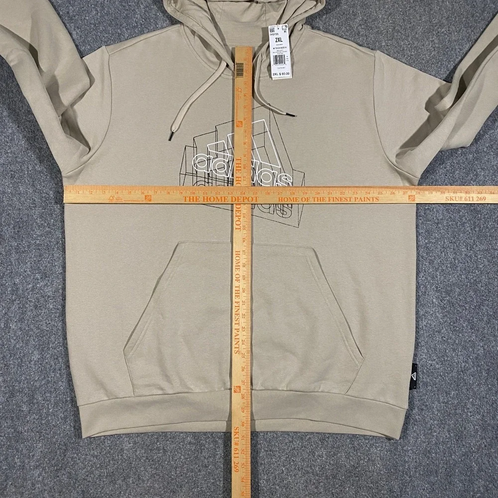 Adidas Tech 3D Trefoil Graphic Logo Sweatshirt Hoodie Adult XXL Beige